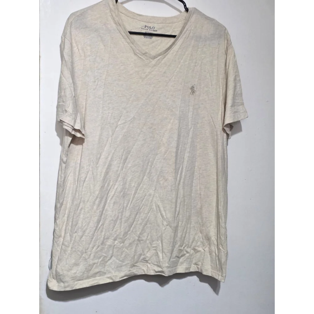 Men's Polo Ralph Lauren V-Neck Tee M Beige